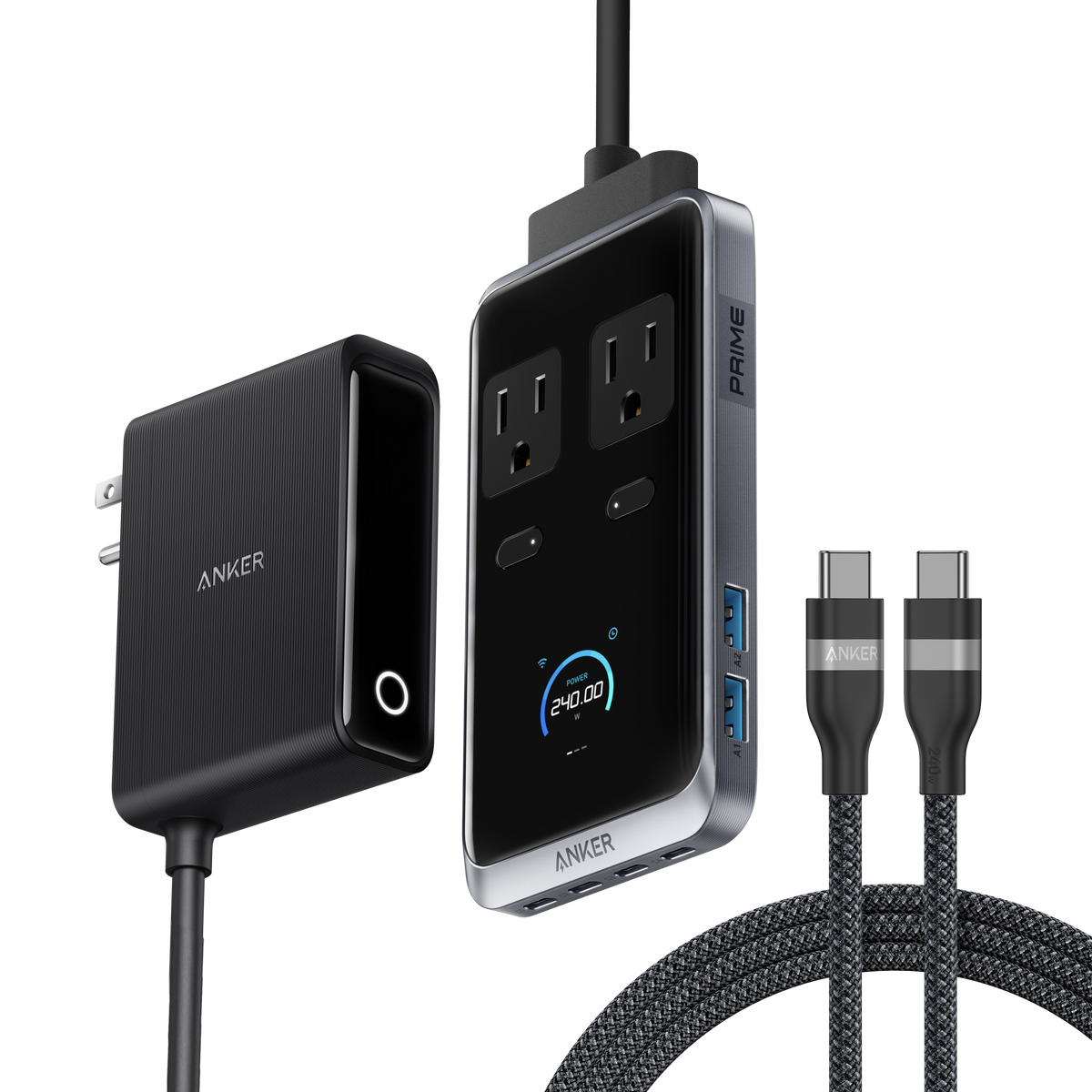 Prime Charging Station (8-in-1, 240W) and USB-C to USB-C Cable (6 ft, 240W) C7