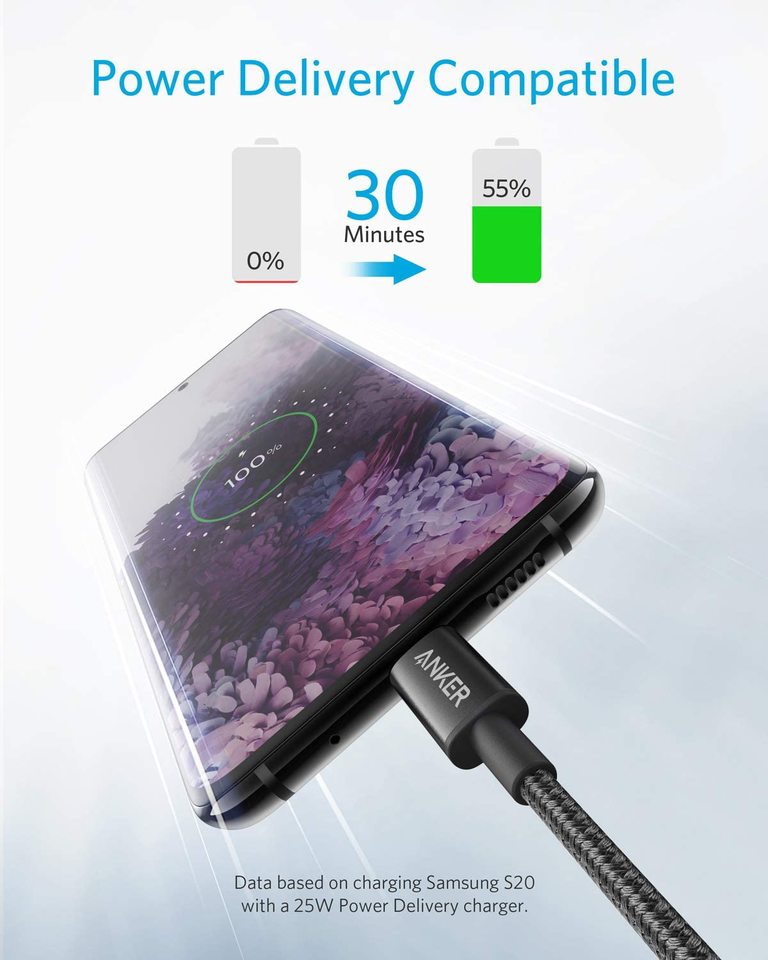 2-Pack New Nylon USB-C to USB-C Cable (3 ft / 6 ft, 60W) H6