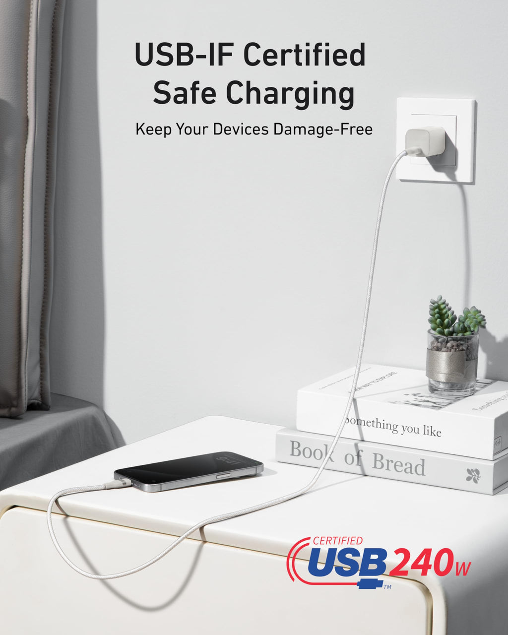 Laptop Power Bank (25K, 165W, Built-In and Retractable Cables) and USB-C to USB-C Cable (6 ft, 240W, Upcycled-Braided) C2
