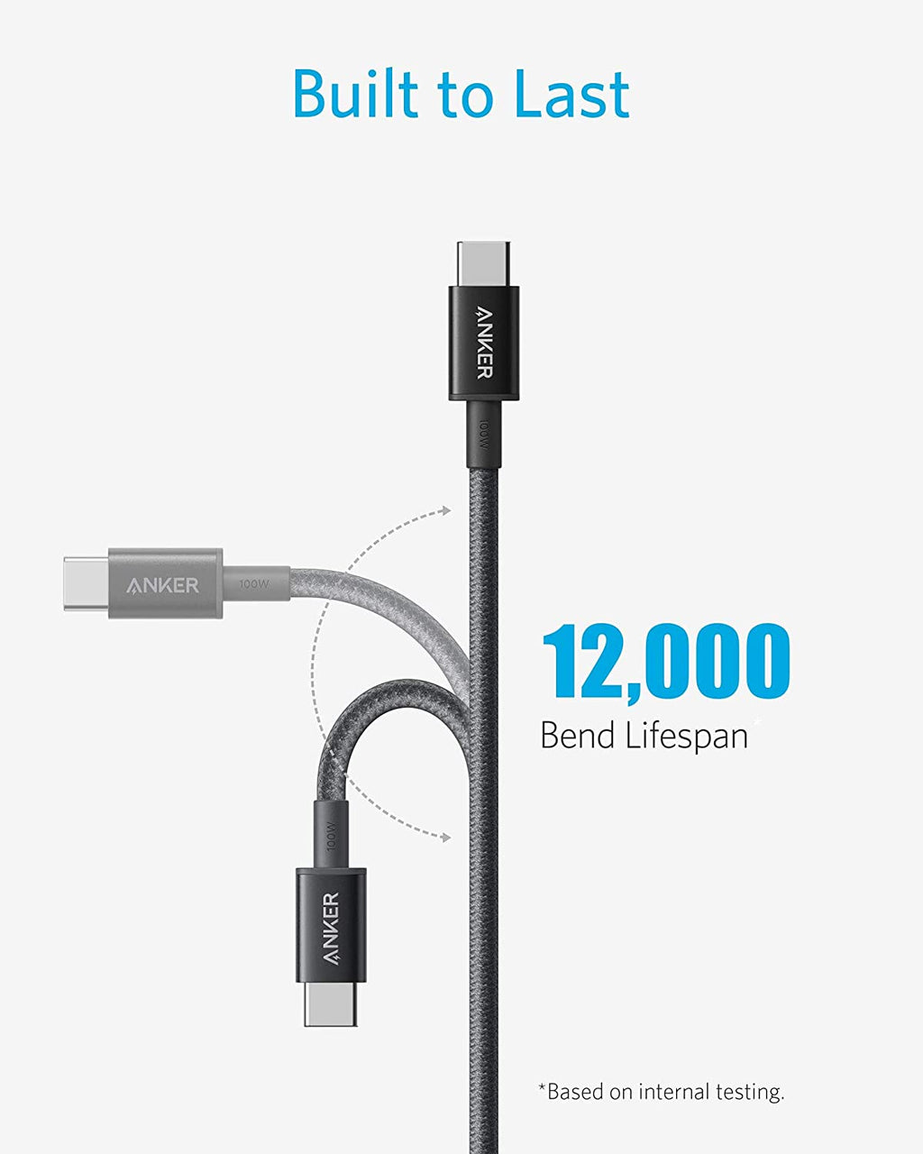 New Nylon USB-C to USB-C 100W Cable (10 ft) Z9