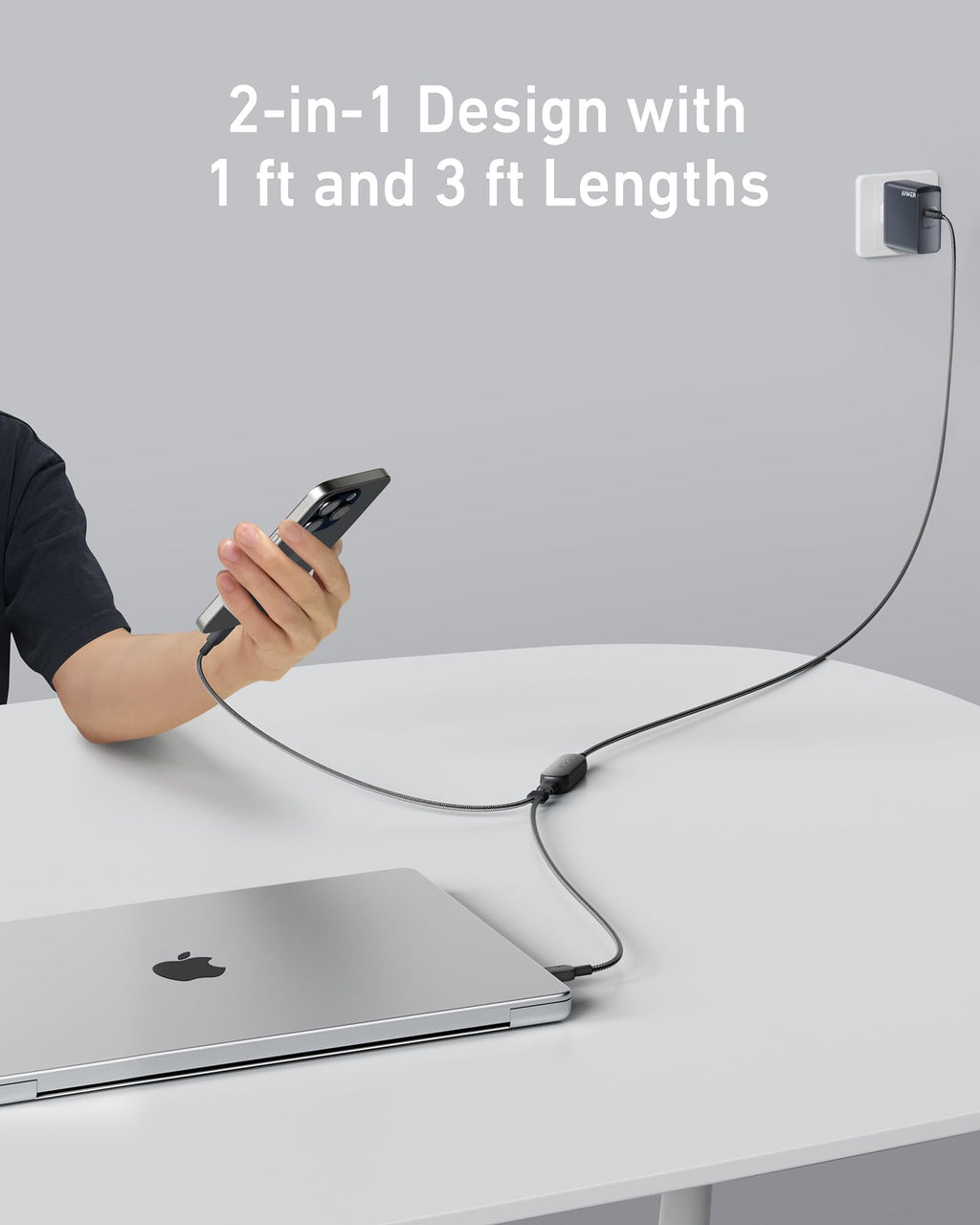 140W 2-in-1 USB-C to USB-C Cable 2 Pack V1