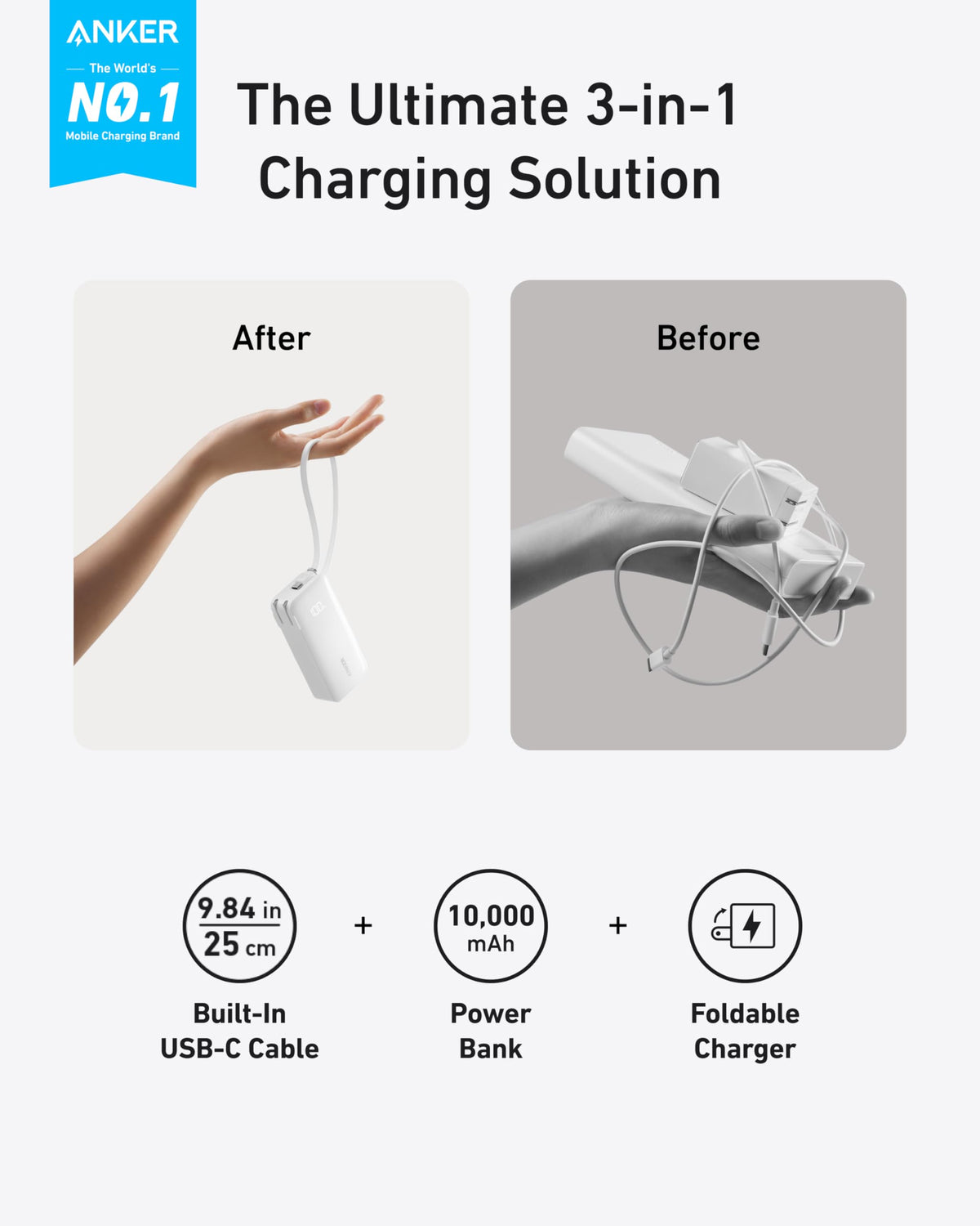 Power Bank (10K, Fusion, Built-In Cable) O7