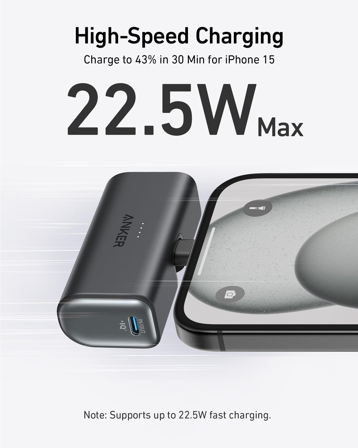 Nano Power Bank (22.5W, Built-In USB-C Connector) S0