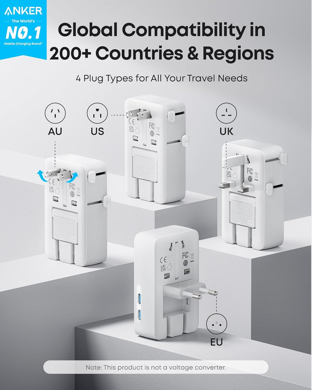 Nano Travel Adapter (5-in-1, 20W, 1-Pack) W3