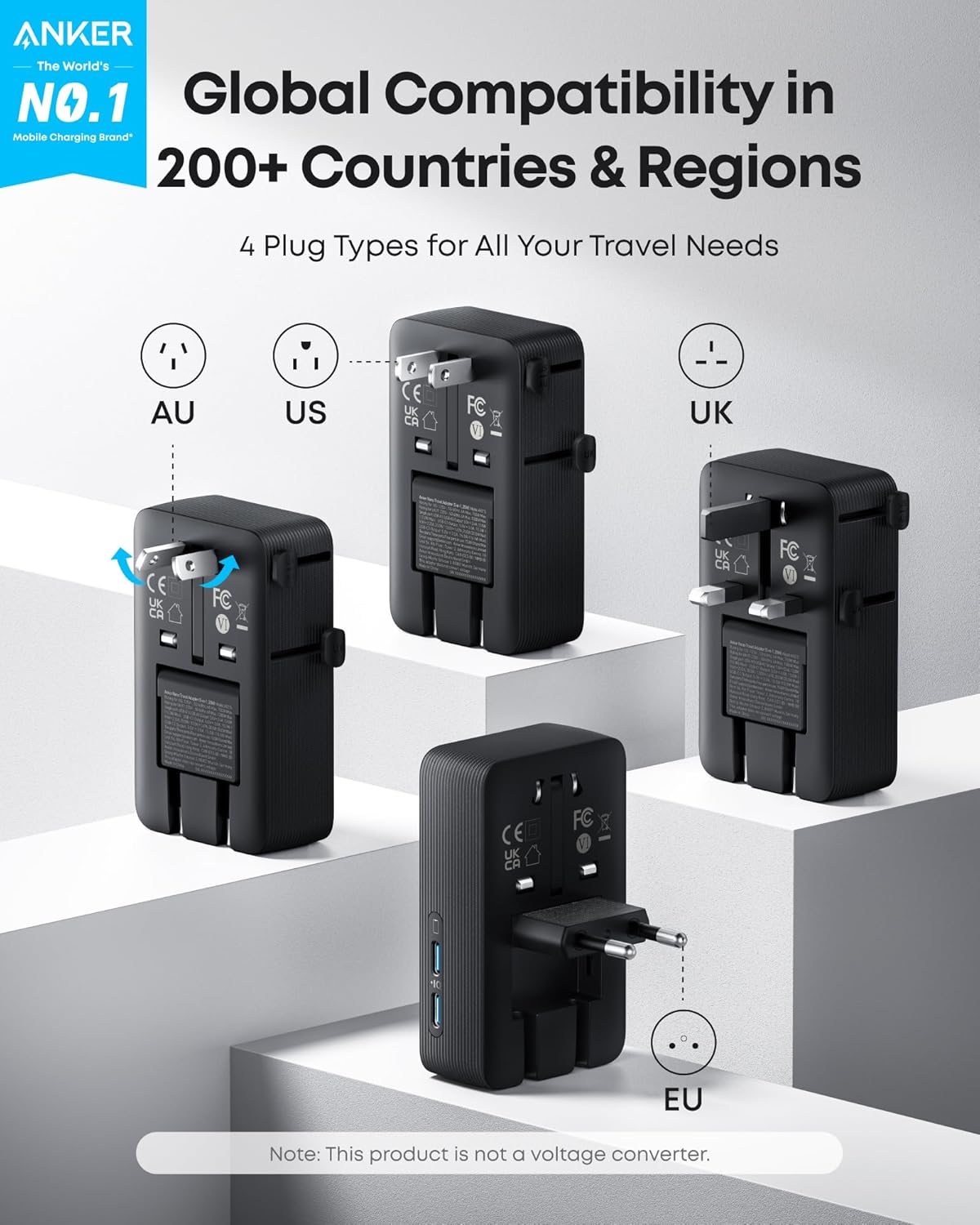 Nano Travel Adapter (5-in-1, 20W, 1-Pack) W3