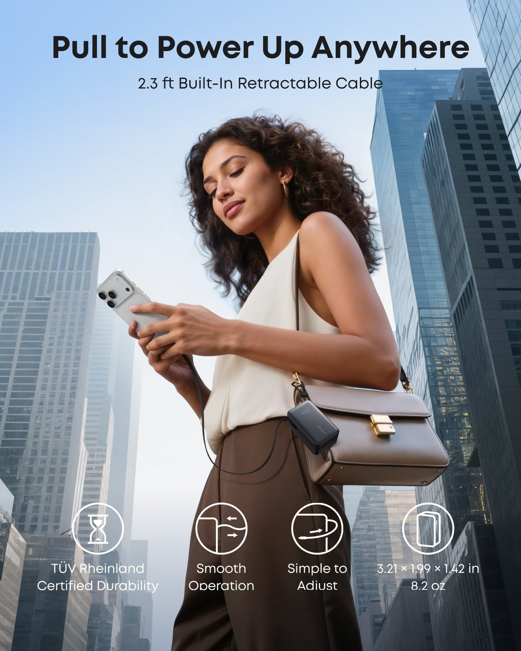 Nano Power Bank (10K, 45W, Built-In Retractable USB-C Cable) D2