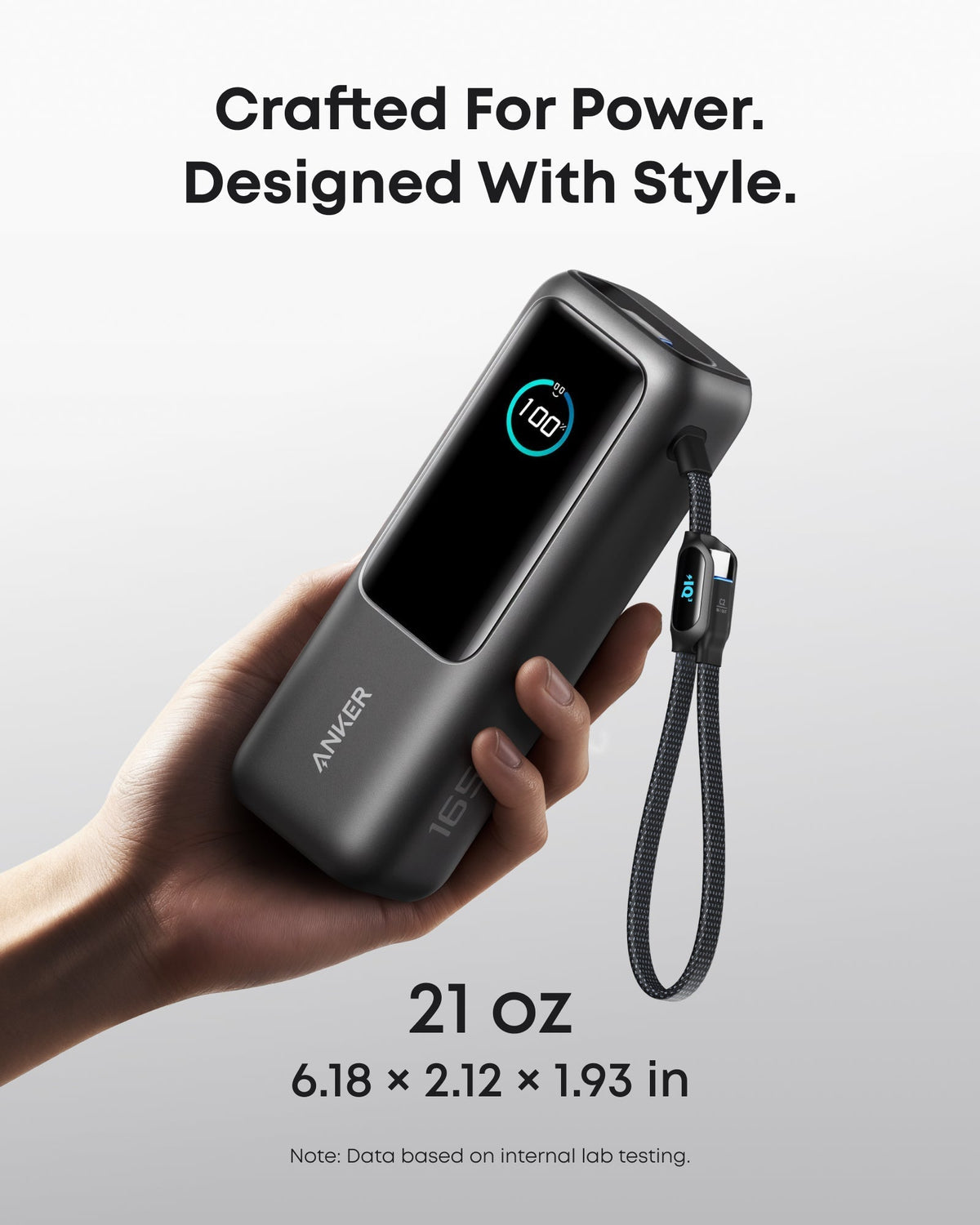 Laptop Power Bank (25K, 165W, Built-In and Retractable Cables) and USB-C to USB-C Cable (6 ft, 240W, Upcycled-Braided) C2