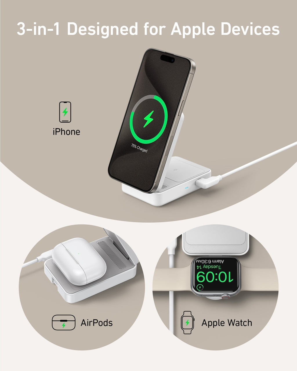 Refurbished MagGo Wireless Charging Station (Foldable 3-in-1) X2