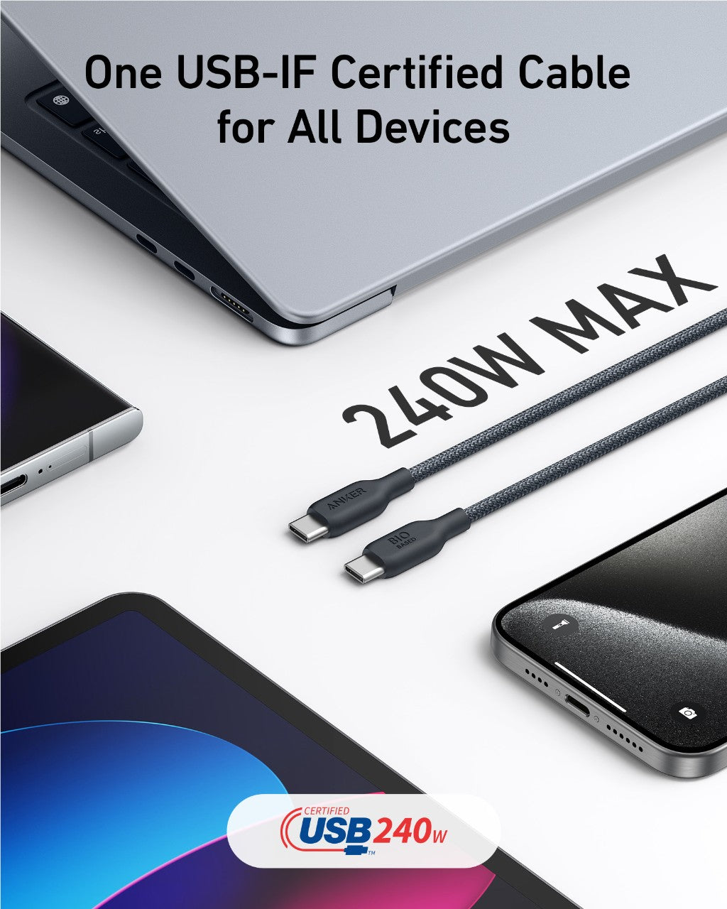 543 USB C to USB C Cable (240W, 10 ft) D1