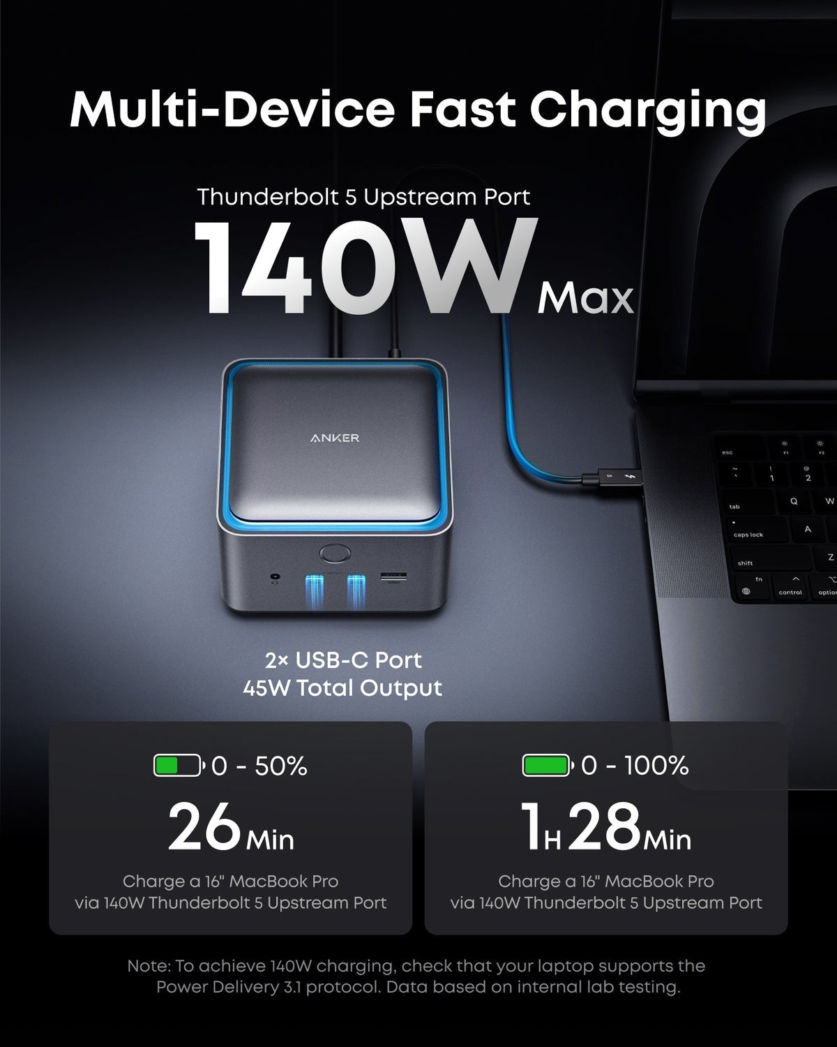 Prime TB5 Docking Station (14-in-1, 8K, Thunderbolt 5) and Thunderbolt 5 Cable (3.3 ft, 80Gbps, 240W) Q6