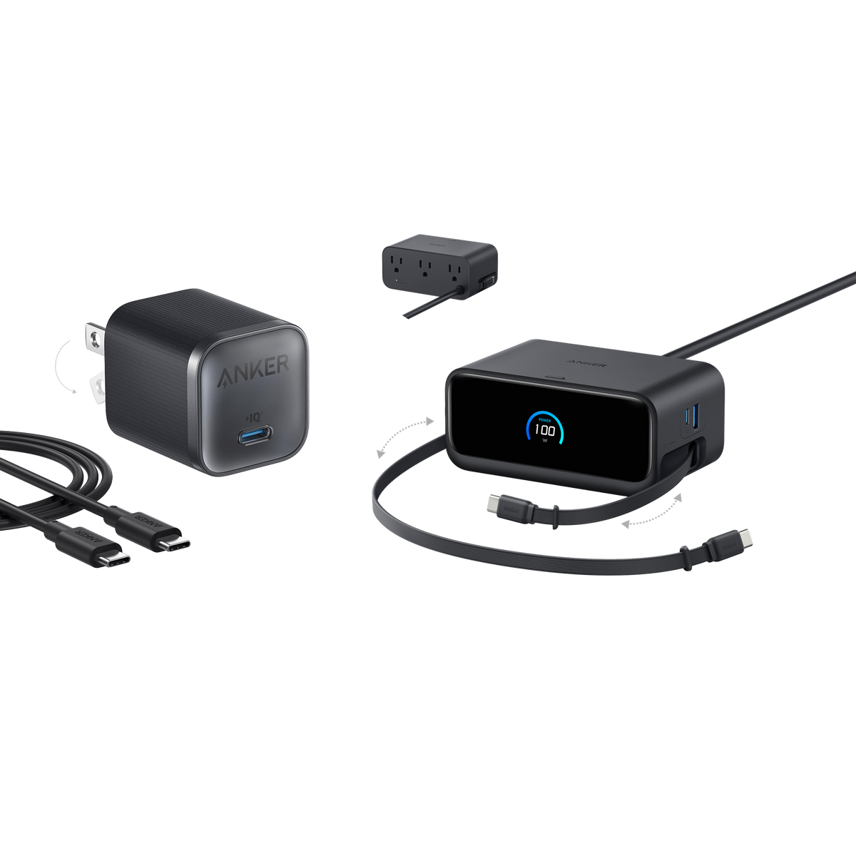 Nano Charging Station (7-in-1, 100W) and Nano Charger (45W) with Cable B1